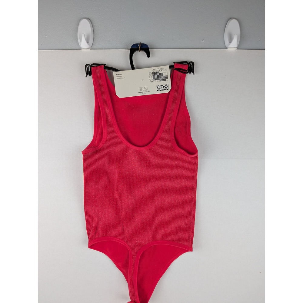 No Boundaries‎ Red Ribbed Seamless Snap Closure Tank Bodysuit Women's XS - Picture 3 of 5